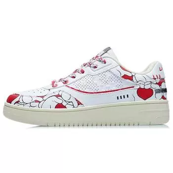 Кроссовки женские Li Ning Disney X из синтетической кожи, быстросохнущие, легкие, дышащие, низкие, белые, красные AGCS146-1 37