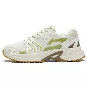 Кроссовки женские Li Ning Shiguang прочные дышащие с низким верхом, белые, зеленые ARXT006-2 35
