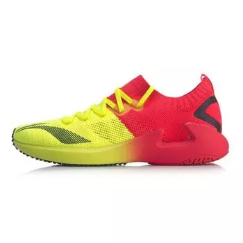 Кроссовки женские Li Ning Wind Chaser One-Piece Knit Low-Touch сникерсы желтые красные ARBN222-9 35