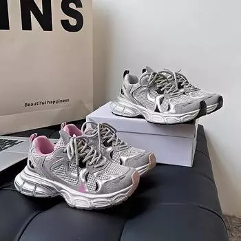 Кроссовки женские на платформе плоские туфли серые повседневные кроссовки женские массивные кроссовки женские туфли женские Zapatillas Mujer D253 35 розовый