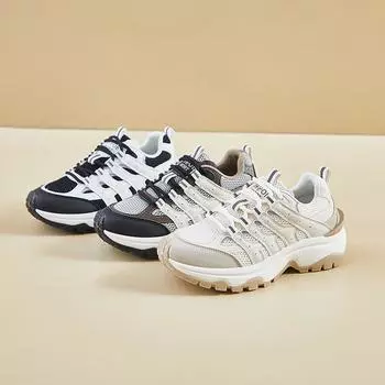 Кроссовки женские на толстой подошве со шнуровкой, сетчатой платформой, для ходьбы, теннисные туфли, кроссовки для папы, женские нескользящие, удобные, повседневные, для тренировок, бега 35