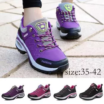 Кроссовки женские на воздушной подушке спортивные кроссовки прогулочная дышащая спортивная повседневная обувь на платформе со шнуровкой 35 чёрный