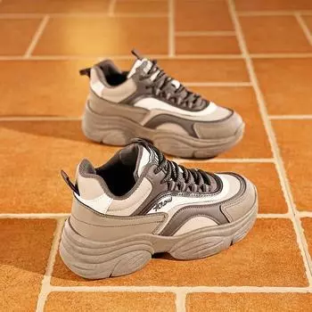 Кроссовки женские новые осенние кроссовки универсальные повседневные на толстой подошве увеличивающие рост папины туфли PEP 35 чёрный