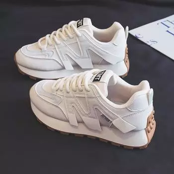 Кроссовки женские новые весенние и осенние женские туфли универсальные нескользящие толстые дышащие туфли Cortez Dad Shoes Tide 35 чёрный