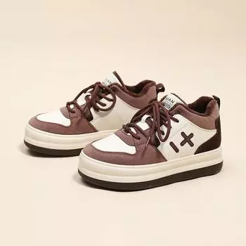 Кроссовки женские осень зима 2024 новые повседневные женские спортивные туфли на платформе женские теплые бархатные хлопковые туфли Zapatos De Mujer 35 чёрный