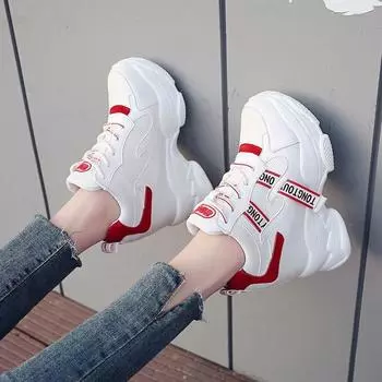 Кроссовки женские осенние высокие повседневные туфли на платформе высокого качества с увеличенной высотой, вулканизированная обувь Tenis De Mujer 34 красный