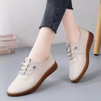 Кроссовки женские повседневные туфли весна осень балетки из натуральной кожи женские мокасины женские туфли-лодочки 40 белый