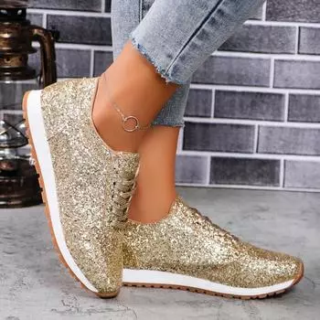 Кроссовки женские повседневные туфли женские модные осенние кроссовки с пайетками женские туфли на неглубокой платформе из вулканизированной кожи Zapatillas De Mujer 36