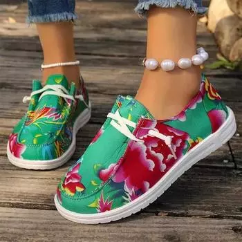 Кроссовки женские принт случайные туфли на плоской подошве 2024 весна новая мода шнуровка спортивная обувь платформа ходьба бег Femme Zapatillas 36 красный