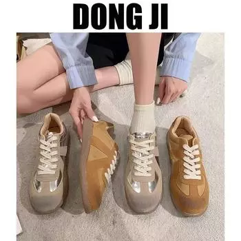 Кроссовки женские ретро-немецкие весна-осень 2025 новые повседневные кроссовки на плоской подошве Merad Forrest Gump туфли из натуральной кожи Forrest Gu 35 темно-коричневого