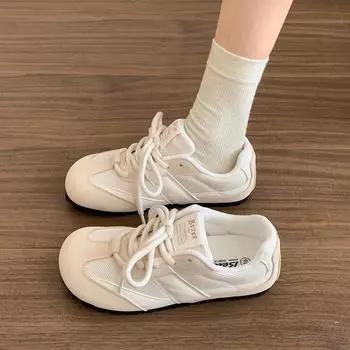Кроссовки женские ретро с круглым носком и плоской подошвой, немецкие, новинка 2025 года, весна-осень, легкие универсальные белые туфли, повседневная спортивная обувь для сноуборда 35 розовый