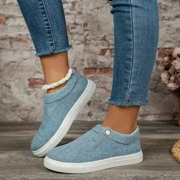 Кроссовки женские с застежкой-кнопкой, круглым носком, пряжкой, женские дышащие спортивные туфли на платформе, вулканизированные туфли Zapatillas 36 чёрный