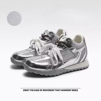 Кроссовки женские серебристые De Training Shoes с толстой подошвой и дышащей сеткой Gump Shoes Sneakers 34 бежевый