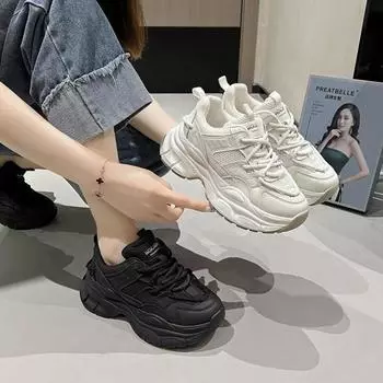 Кроссовки женские тенденции 2024 года Кроссовки на сетчатой платформе Дышащие повседневные спортивные туфли Socofy для женщин Кроссовки на плоской подошве для женщин 35 бежевый