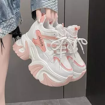 кроссовки женские тенденции 2024 года Туфли на платформе летняя мода Повседневные кроссовки Женские массивные кроссовки Женская обувь zapatos de mujer 35 чёрный