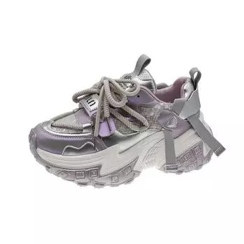 Кроссовки женские тенденции 2024 лето Новые белые платформы толстая подошва беговые повседневные женские туфли Tenis Feminino Vulcanize Shoes 35 фиолетовый