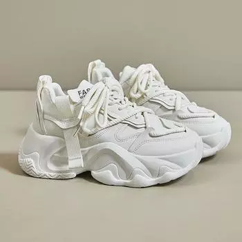 Кроссовки женские толстые 2025 осень однотонные модные повседневные туфли женские кроссовки на платформе для ходьбы и бега Zapatillas De Mujer 35 бежевый