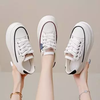 Кроссовки женские туфли 2024 года, новые модели парусиновых туфель, повседневные женские кроссовки для бега на плоской подошве со шнуровкой для взрослых, Zapatillas Mujer Chaussure Femme 35 чёрный