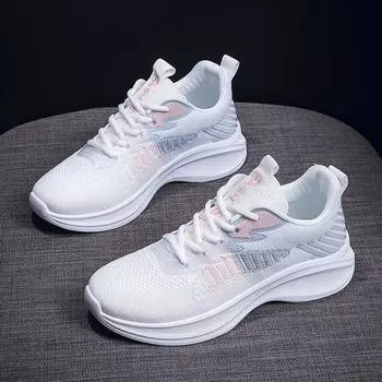 Кроссовки женские туфли сетчатые дышащие студенческие маленькие белые туфли летающие плетеные туфли универсальные беговые женские туфли Br129 36 розовый