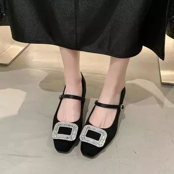 Кроссовки Женские Войлок Туфли Джейнс Квадратный Носок Балетки Новая Мода Ремешок с Пряжкой Женская Обувь Весна Осень Zapatillas Mujer 35