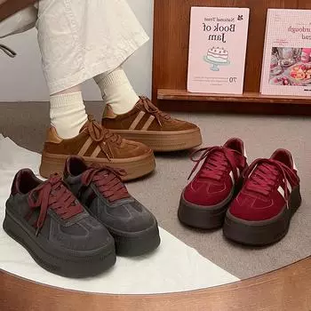 Кроссовки женские в стиле ретро из Германии 2024 года, универсальные, с толстой подошвой, повышающей комфорт, для повседневных спортивных тренировок с толстой подошвой 35 серый