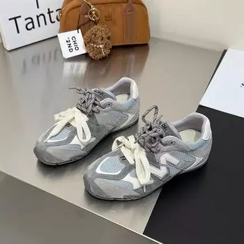 Кроссовки женские в стиле ретро с двойной шнуровкой, модные универсальные, с надписью «Forrest Gump», 2025 г., маленькие спортивные туфли 35 синий