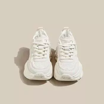 Кроссовки женские весенние дышащие сетчатые толстые подошвы для увеличения роста повседневные спортивные маленькие белые туфли 34 хаки