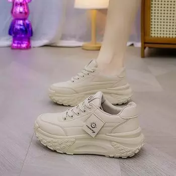 Кроссовки женские весенние маленькие белые туфли новые туфли на платформе для пап Ins Student универсальные дышащие туфли для сноубординга женская обувь 36