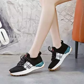 Кроссовки женские весна 2024 новые кроссовки знаменитости из интернета универсальные сетчатые дышащие повседневные летающие тканые папины туфли 35 чёрный