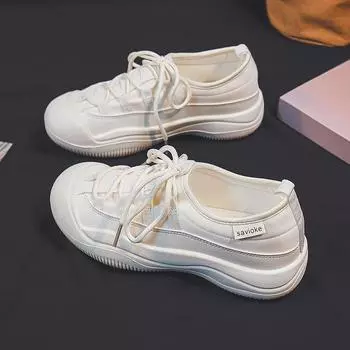 Кроссовки женские весна и осень новые кожаные повседневные модные дышащие походные туфли с большой головой уродливые и милые уличные папины туфли 35 чёрный