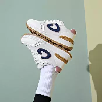 Кроссовки женские весна и осень новые маленькие белые туфли на платформе дышащие модные универсальные туфли для папы повседневные туфли Forrest Gump 35 розовый