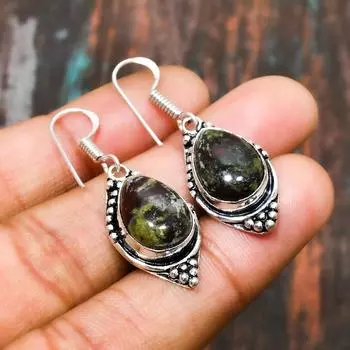 Кровь дракона, удивительные ювелирные серьги ручной работы из стерлингового серебра 925 пробы с драгоценными камнями 1.59 Inches синий