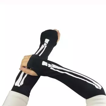 Кровь Хэллоуин Варежки без пальцев Перчатки с полным пальцем Модные аксессуары Варежки со скелетом и черепом D