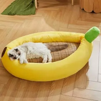 Кровать-банан для кошек, милый кошачий коврик, теплая прочная портативная корзина для домашних животных, питомник, подушка для собак, товары для кошек S 62X38X13CM