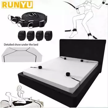 Кровать БДСМ Бондаж Система Фиксации Ремнями Взрослые Наручники на Запястья и Лодыжки Эротическая Секс-Игрушка для Женщин Пар Раб Ordinary