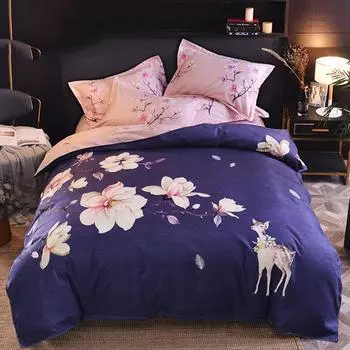 Кровать, четырехсекционная двуспальная кровать, наволочка для сна, простыня, одинарный комплект постельных принадлежностей, комфортный люкс, три предмета, приятный для кожи 3 Pcs 150by200cm