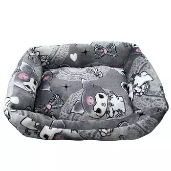 Кровать для домашних животных Sanrio Character Kuromi Black Pet Sofa Square 40 x 50 см, фланелевый зимний моющийся коврик для собак, кошачья кровать, подушка для маленьких собак, средних собак Sanrio