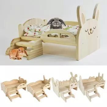 Кровать для хомяка для маленького питомца с лестницей, деревянная платформа, клетка, угловая игровая площадка, аксессуары для клетки с игрушками, домик для маленького животного 2