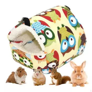 Кровать для хомяка, клетка, гнездо, мягкий, удобный, для мелких животных, домик, пещера для морской свинки для сахара 14cmx12cm Owl