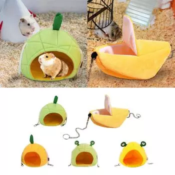 Кровать для хомяка, убежище для маленьких животных, милый подвесной домик для хомяка, теплая кровать для морской свинки, белки, мыши, шиншиллы, ежа, сна