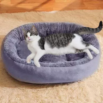 Кровать для кошек для домашней подушки, самогреющаяся, моющаяся, нескользящая, для маленьких собак grey and S