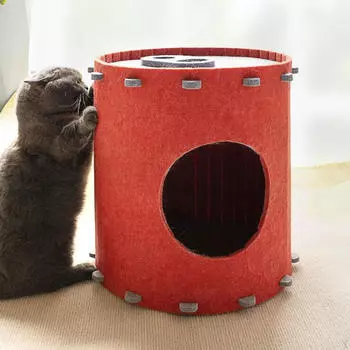 Кровать для кошек для домашних кошек, устойчивая к царапинам пещера, товары для домашних животных, съемное теплое гнездо, фетровая ткань