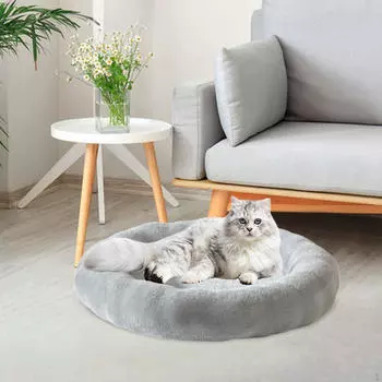 Кровать для кошек Donut Pet Dog Plush для принадлежностей Маленькие собаки Кошки Щенок Котенок бежевый