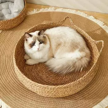 Кровать для кошек из ротанга Four Seasons Universal Hand-Woven, собачья когтеточка, коврик для кошек, кошачья кровать, кошачья кровать S