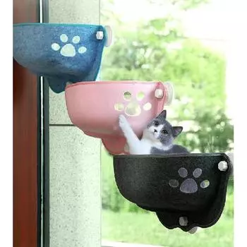 Кровать для кошек из войлока, подоконник для котенка, гамак, подвесное сиденье для отдыха домашних животных с присосками, плюшевый коврик, подоконник для кошек, экономия места для домашней кошки 52*28cm темно-серого