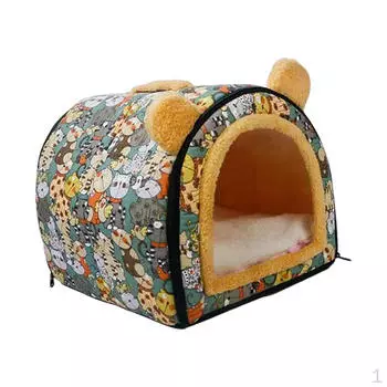 Кровать для кошек пещера для дома моющееся гнездо собачий домик для пуделя кошки померанский шпиц щенок зелёный