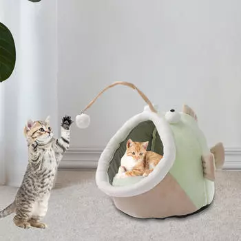 Кровать для кошек, пещера, спальный коврик, мягкая замшевая ткань, будка, зимнее теплое гнездо для кошек и щенков Small