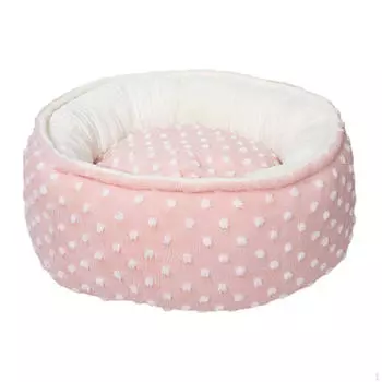 Кровать для кошек плюшевая круглая моющаяся для домашних животных осень-зима для помещений самонагревающаяся уютная для сна розовый