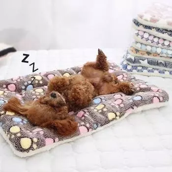 Кровать для кошек, собак, утолщенная мягкая флисовая подушка для домашних животных, одеяло, коврик для кровати, домашний портативный моющийся ковер, сохраняет тепло, маленький, большой S темно-синий