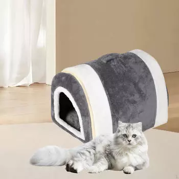 Кровать для кошек, спальный домик, зимний домик для собак, мягкий для и будка для щенков, моющийся, пещера серый
